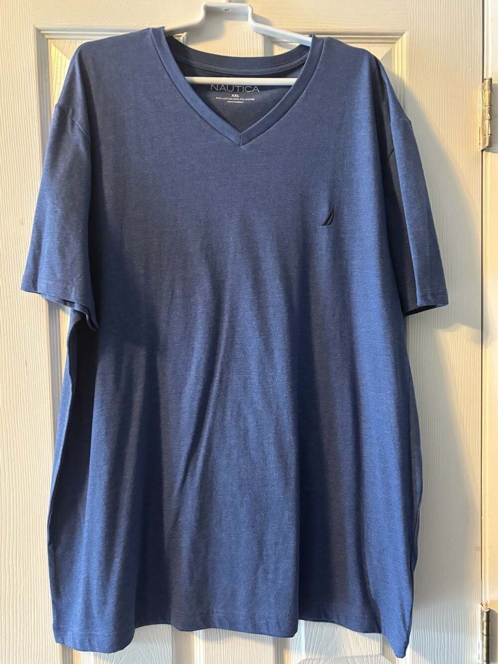 Nautica V-Neck T-Shirt Size XXL Blue Cotton Blend
